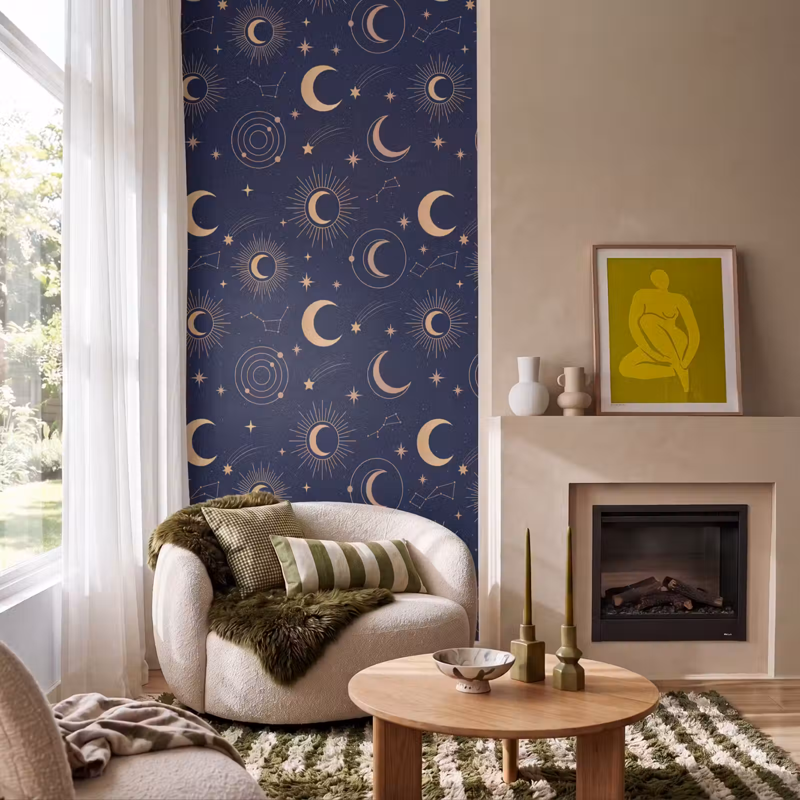 Behang - Maan - Sterren - Goud — 1