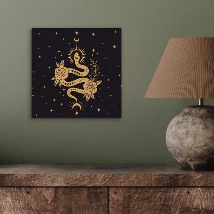 Aluminium schilderij - Slang - Bloemen - Mystiek — 3