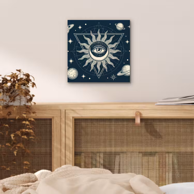 Aluminium schilderij - Zon Maan Sterren — 4