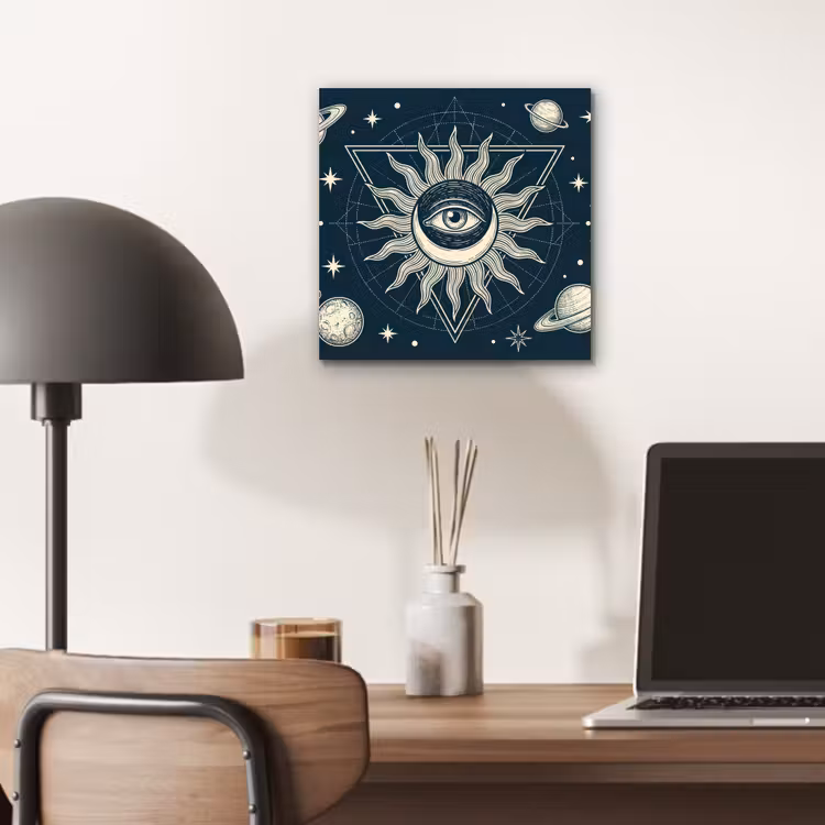 Aluminium schilderij - Zon Maan Sterren — 6
