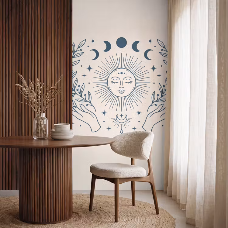 Behang - Zon Maan Illustratie — 4