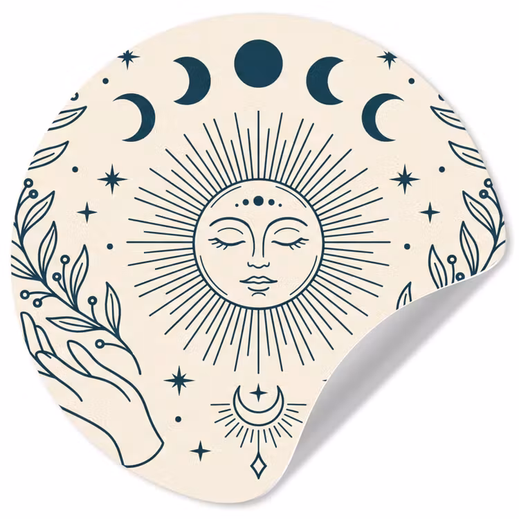 Behangcirkel - Zon Maan Illustratie — 1