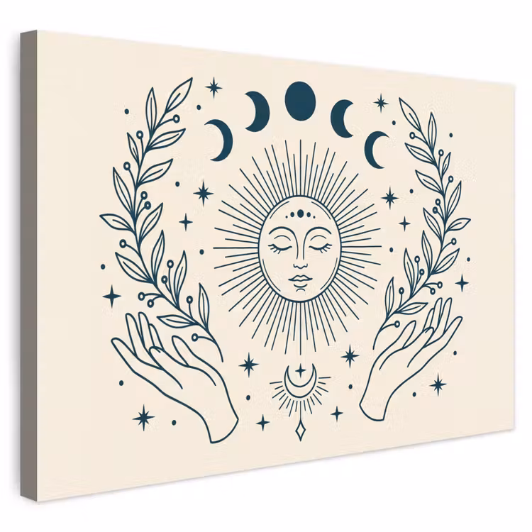 Buiten canvas - Zon Maan Illustratie — 1