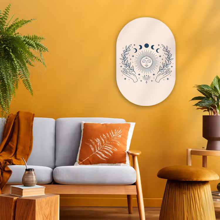 Muurovaal - Zon Maan Illustratie — 1