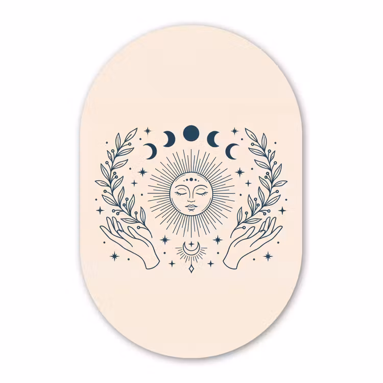 Muurovaal - Zon Maan Illustratie — 3
