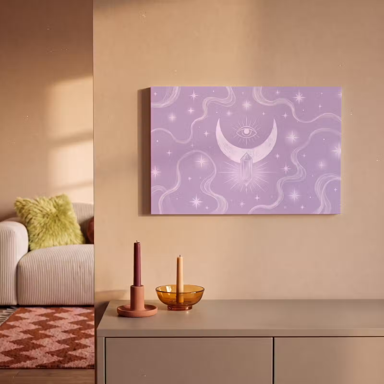 Canvas schilderij - Maan - Mystiek - Paars — 1