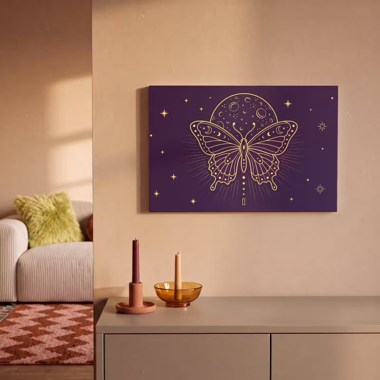 Canvas schilderij - Vlinder - Maan - Mystiek — 1