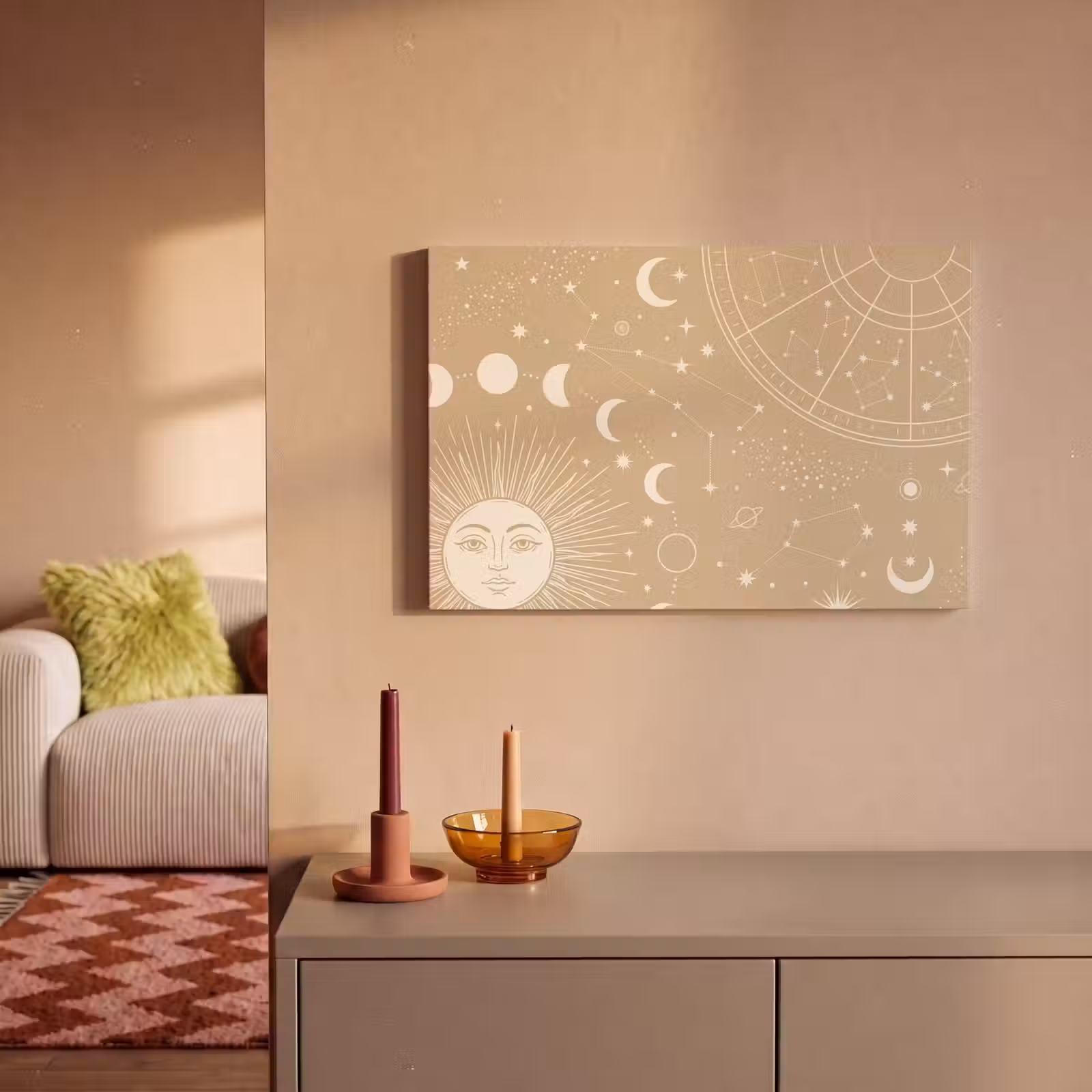 Canvas schilderij - Zon - Maan - Sterren — 1