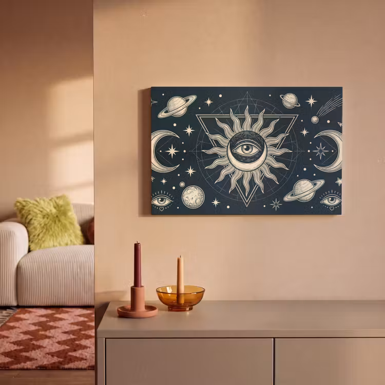 Canvas schilderij - Zon Maan Sterren — 1