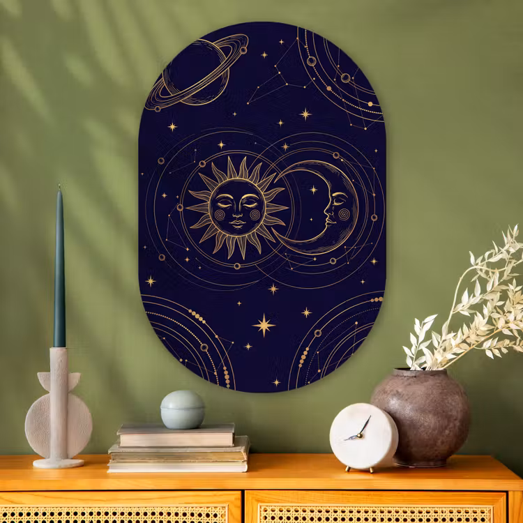 Muurovaal glas - Zon - Maan - Astrologie — 2