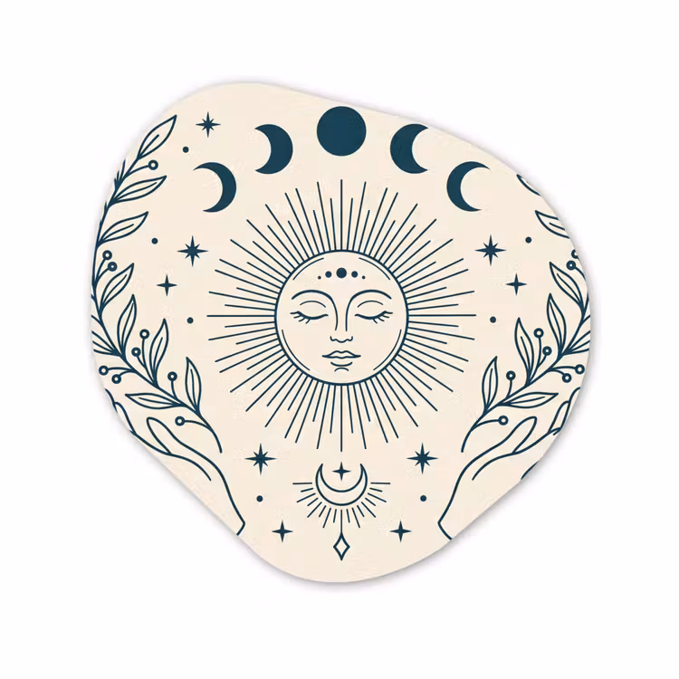Organisch schilderij glas - Zon Maan Illustratie — 1