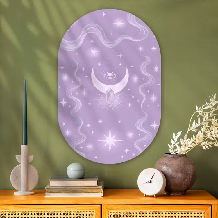Muurovaal glas - Maan - Mystiek - Paars — 2