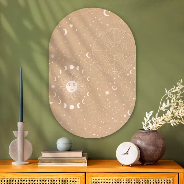 Muurovaal glas - Zon - Maan - Sterren — 2