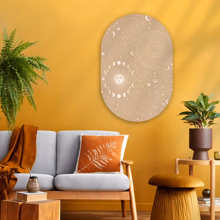 Muurovaal glas - Zon - Maan - Sterren — 3