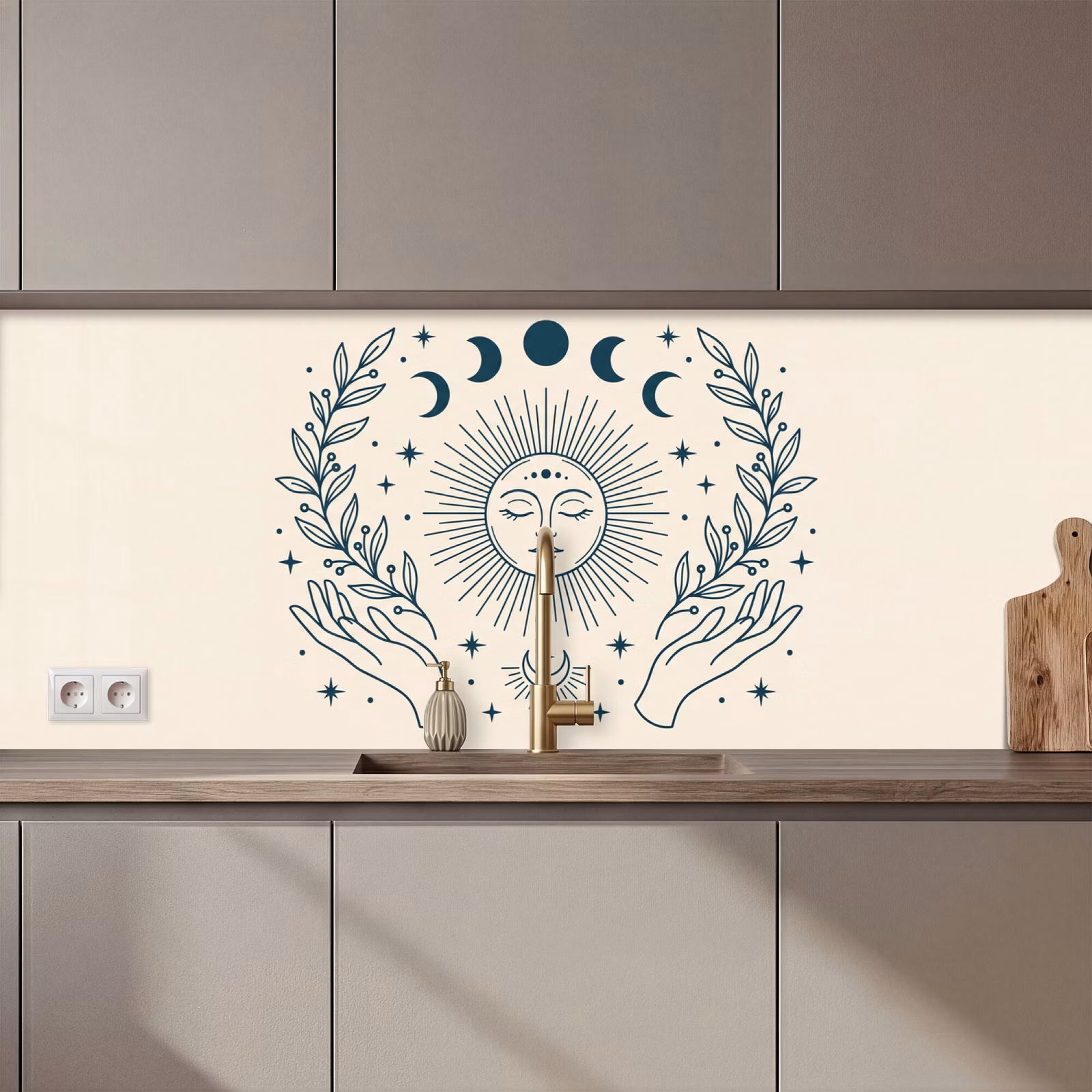 Keuken achterwand - Zon Maan Illustratie — 1