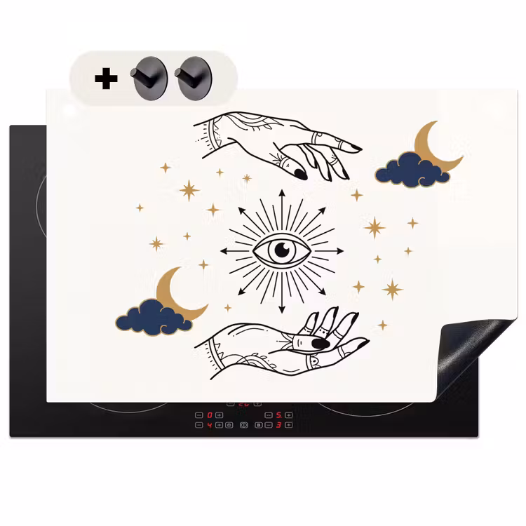 Inductiebeschermer & spatscherm (2in1) - Handen - Mystiek - Symbolen — 1