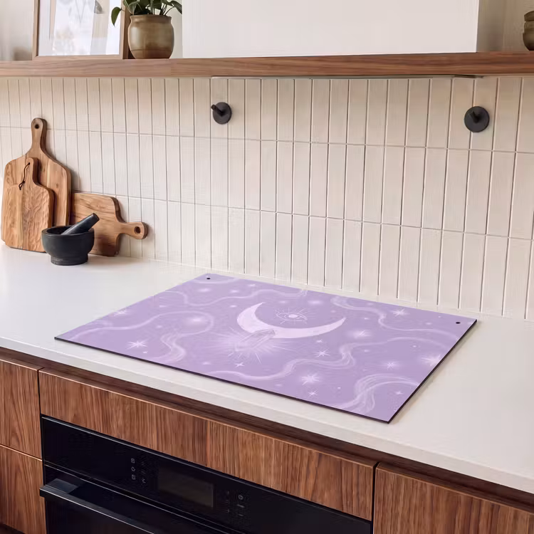 Inductiebeschermer & spatscherm (2in1) - Maan - Mystiek - Paars — 3