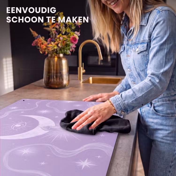 Inductiebeschermer & spatscherm (2in1) - Maan - Mystiek - Paars — 5