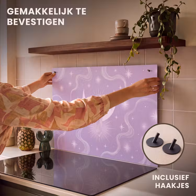 Inductiebeschermer & spatscherm (2in1) - Maan - Mystiek - Paars — 7