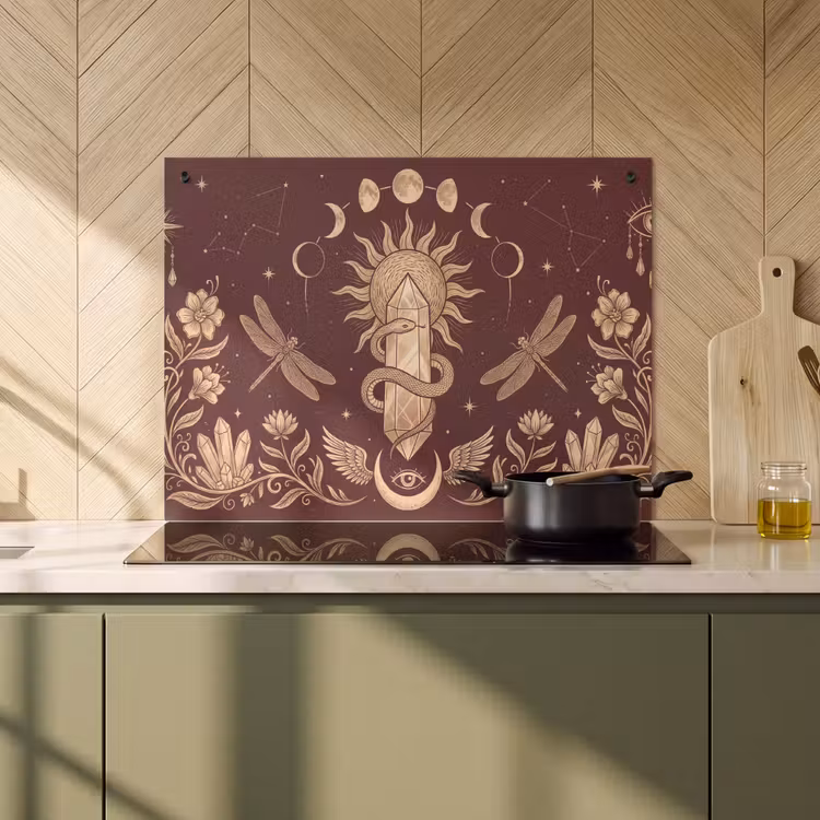 Inductiebeschermer & spatscherm (2in1) - Mystiek - Hemel - Goud — 2