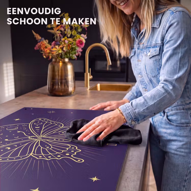 Inductiebeschermer & spatscherm (2in1) - Vlinder - Maan - Mystiek — 5