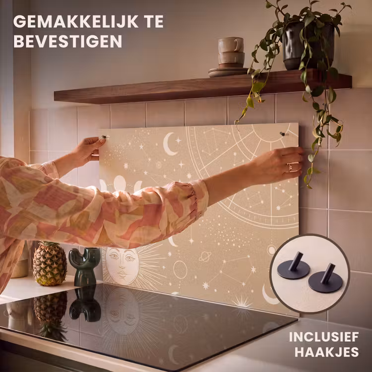 Inductiebeschermer & spatscherm (2in1) - Zon - Maan - Sterren — 7