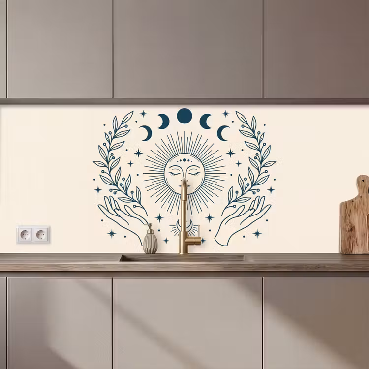 Keuken achterwand - Zon Maan Illustratie — 1