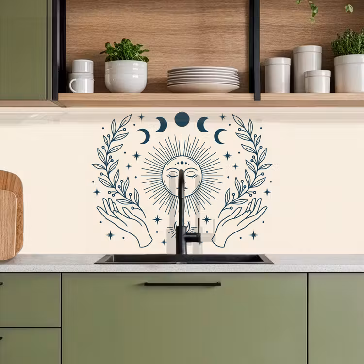 Keuken achterwand - Zon Maan Illustratie — 8