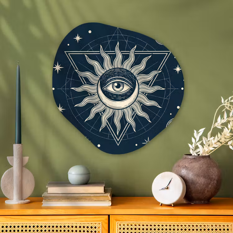 Organisch schilderij glas - Zon Maan Sterren — 2