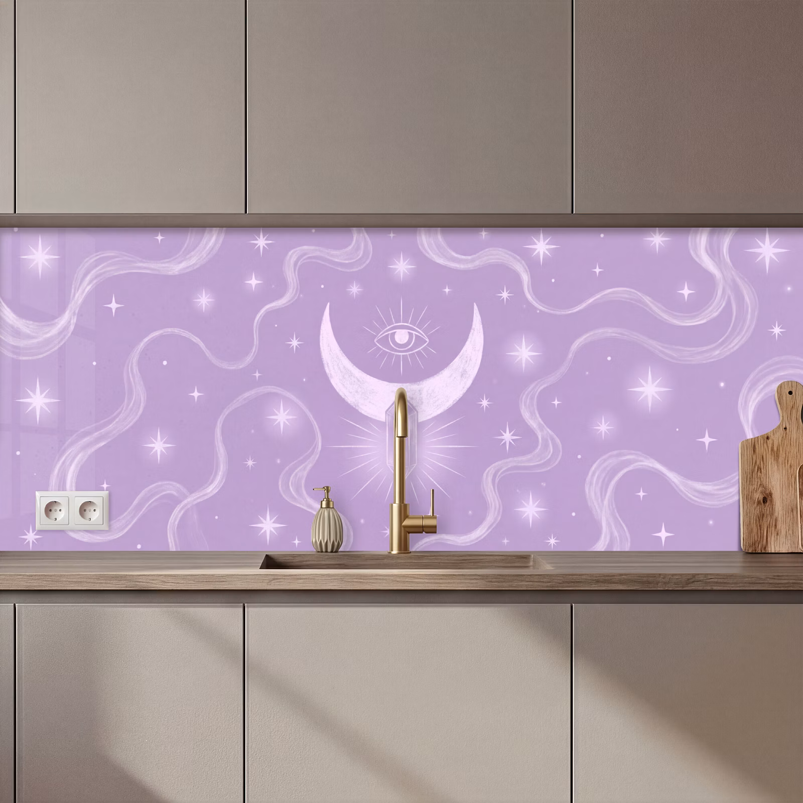 Keuken achterwand - Maan - Mystiek - Paars — 1