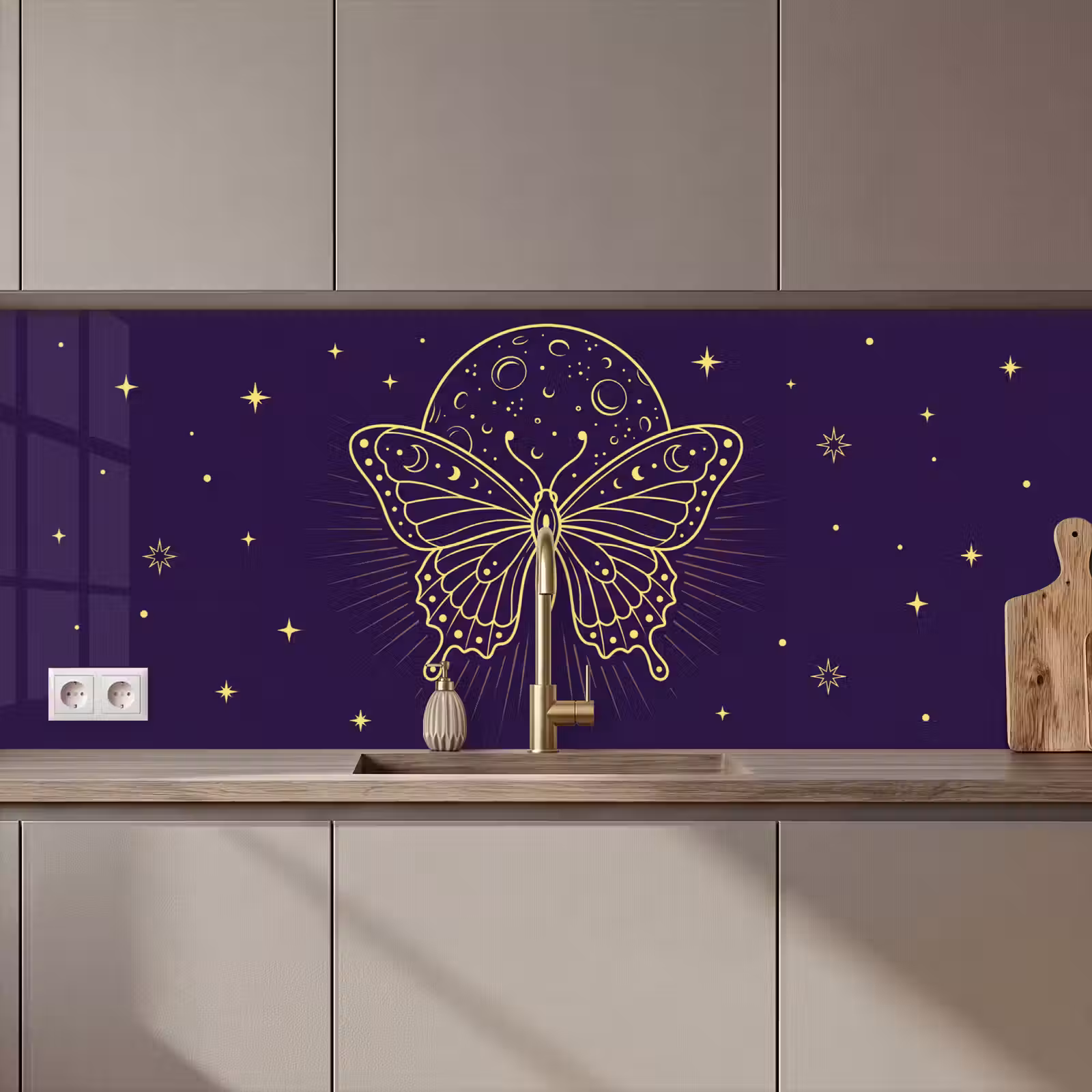 Keuken achterwand - Vlinder - Maan - Mystiek — 1