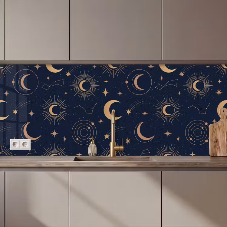 Keuken achterwand - Maan - Sterren - Goud — 1