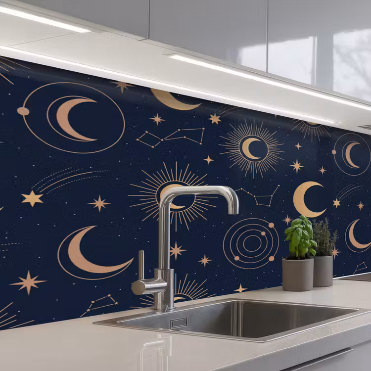 Keuken achterwand - Maan - Sterren - Goud — 2