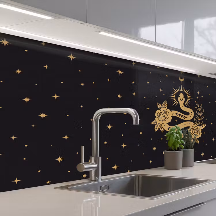 Keuken achterwand - Slang - Bloemen - Mystiek — 2