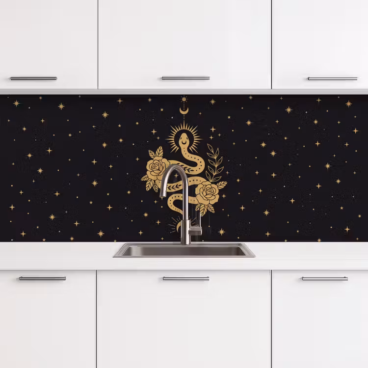 Keuken achterwand - Slang - Bloemen - Mystiek — 4