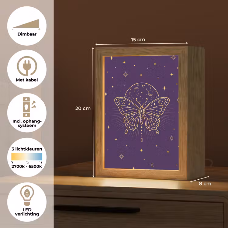 Gepersonaliseerd Lightbox - Vlinder - Maan - Mystiek — 7