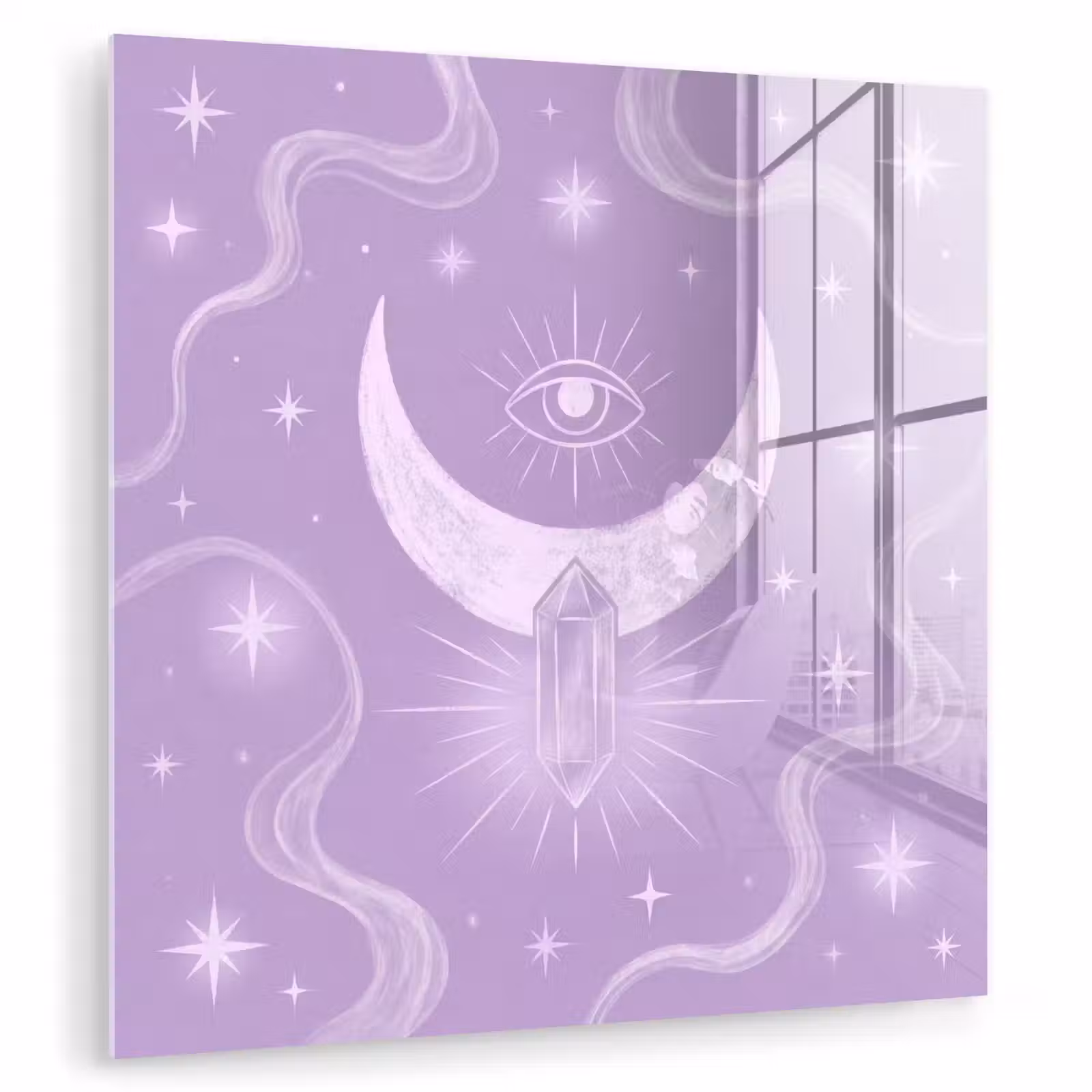 Glas schilderij - Maan - Mystiek - Paars — 1