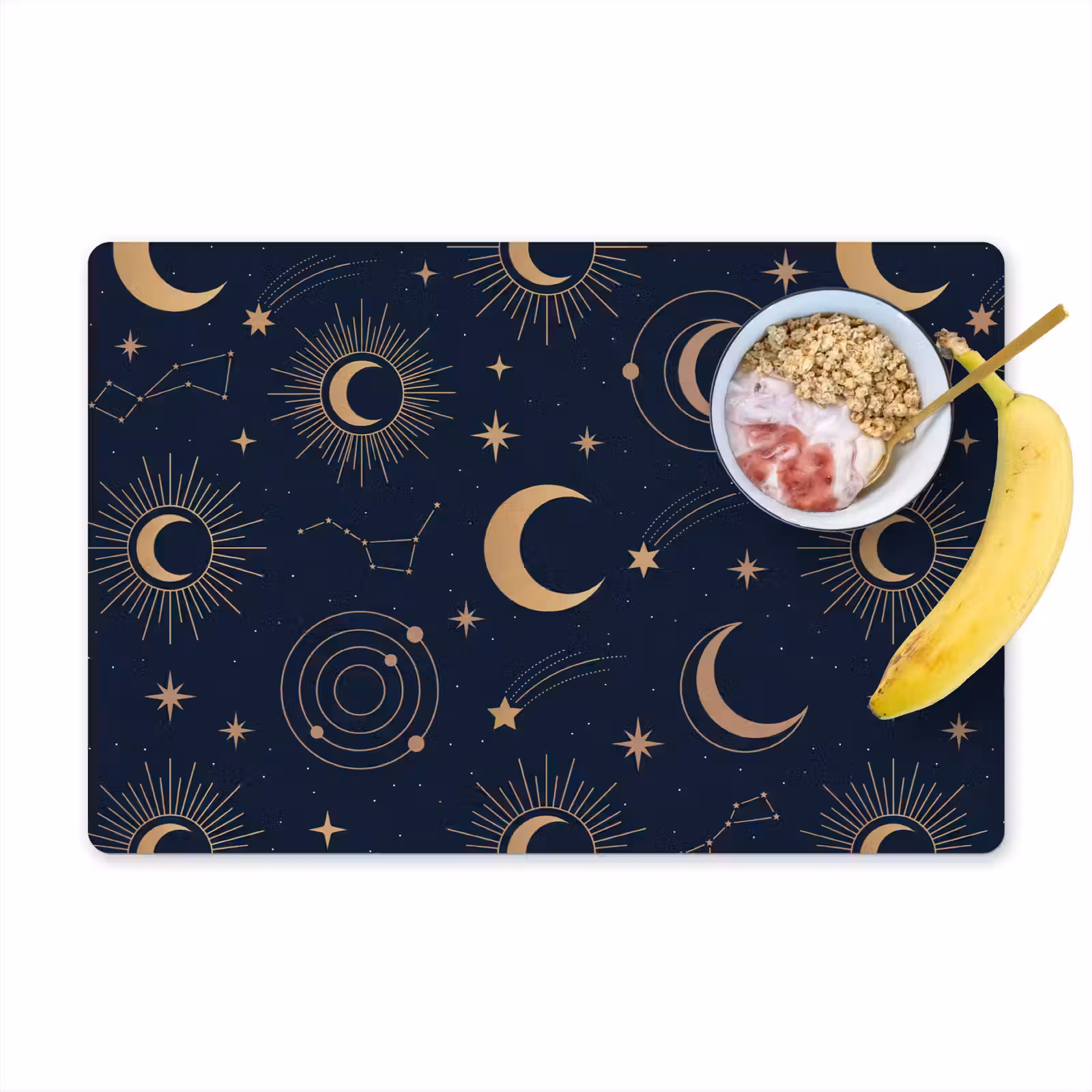 Placemat - 6 stuks - Maan - Sterren - Goud — 1