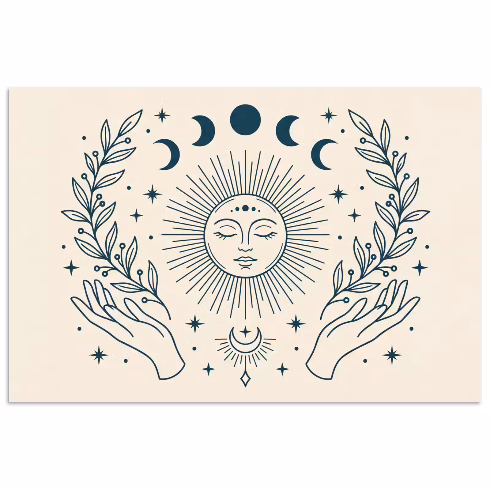 Poster - Zon Maan Illustratie — 1
