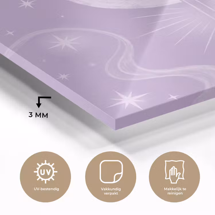 Glas schilderij - Maan - Mystiek - Paars — 3