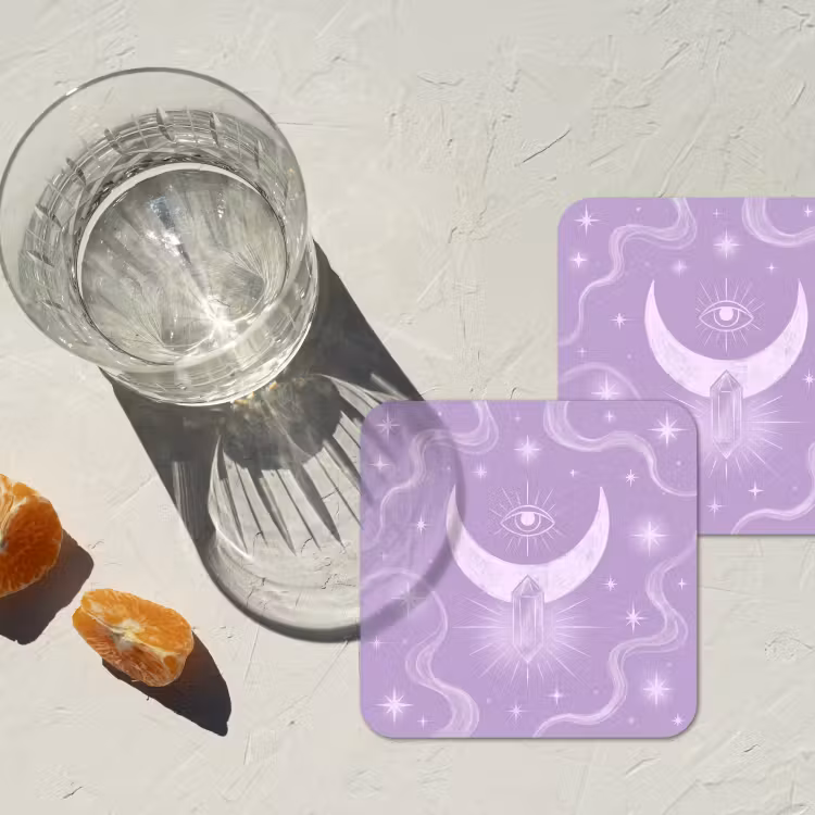 Onderzetter - Maan - Mystiek - Paars — 2
