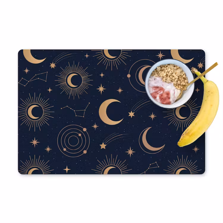 Placemat - 6 stuks - Maan - Sterren - Goud — 1
