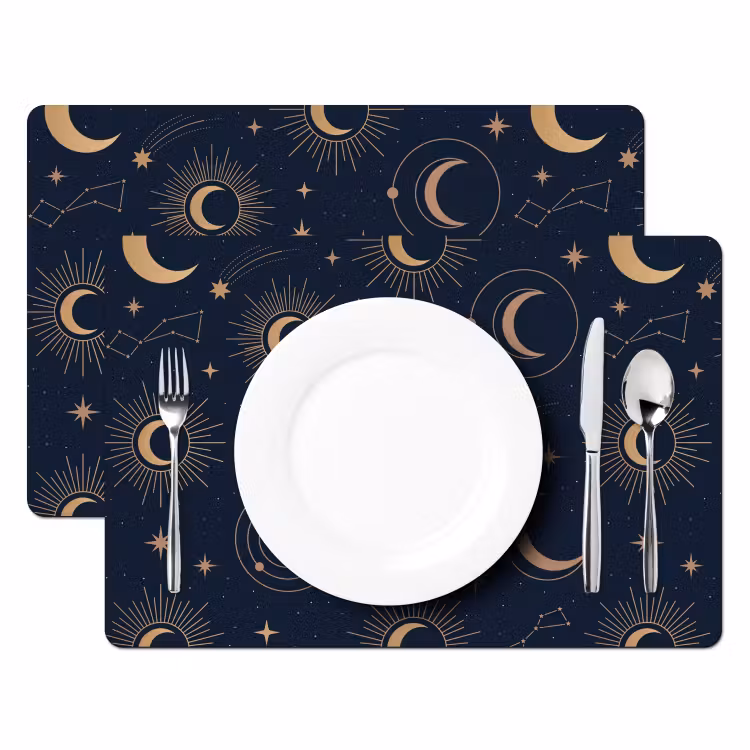 Placemat - 6 stuks - Maan - Sterren - Goud — 2
