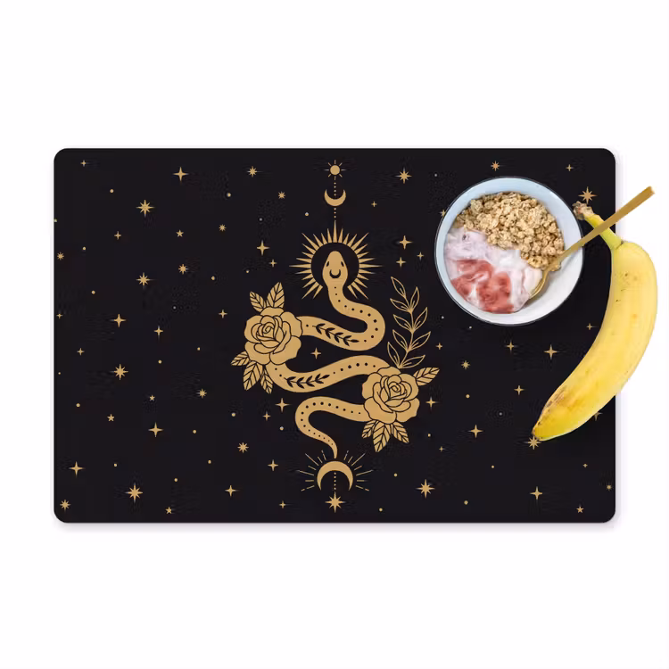 Placemat - 6 stuks - Slang - Bloemen - Mystiek — 1