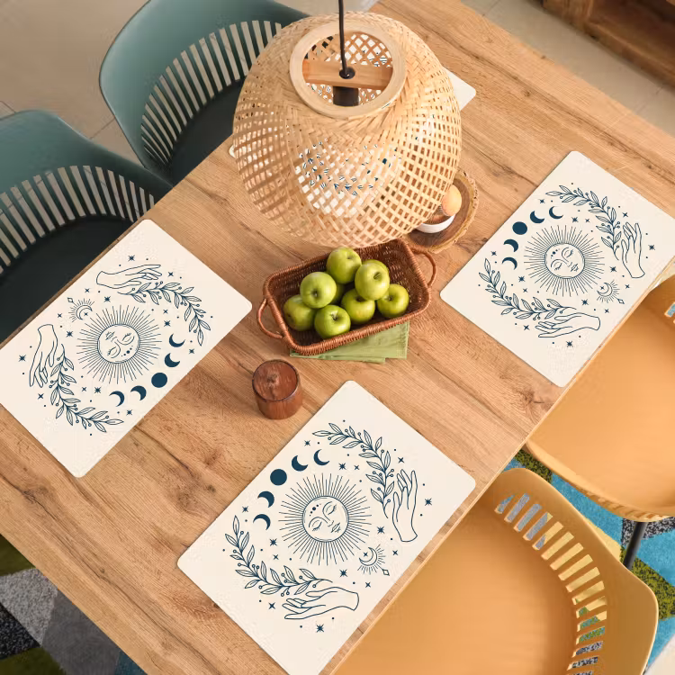 Placemat - 6 stuks - Zon Maan Illustratie — 4