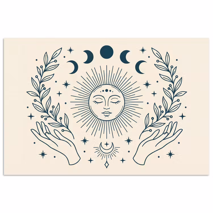 Poster - Zon Maan Illustratie — 1