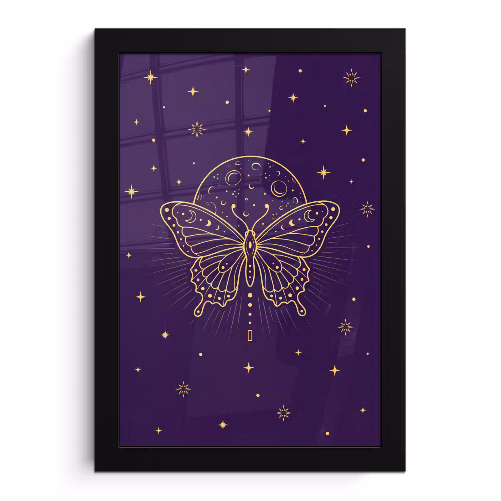 Poster met lijst - Vlinder - Maan - Mystiek — 1