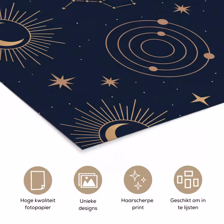 Poster - Maan - Sterren - Goud — 5