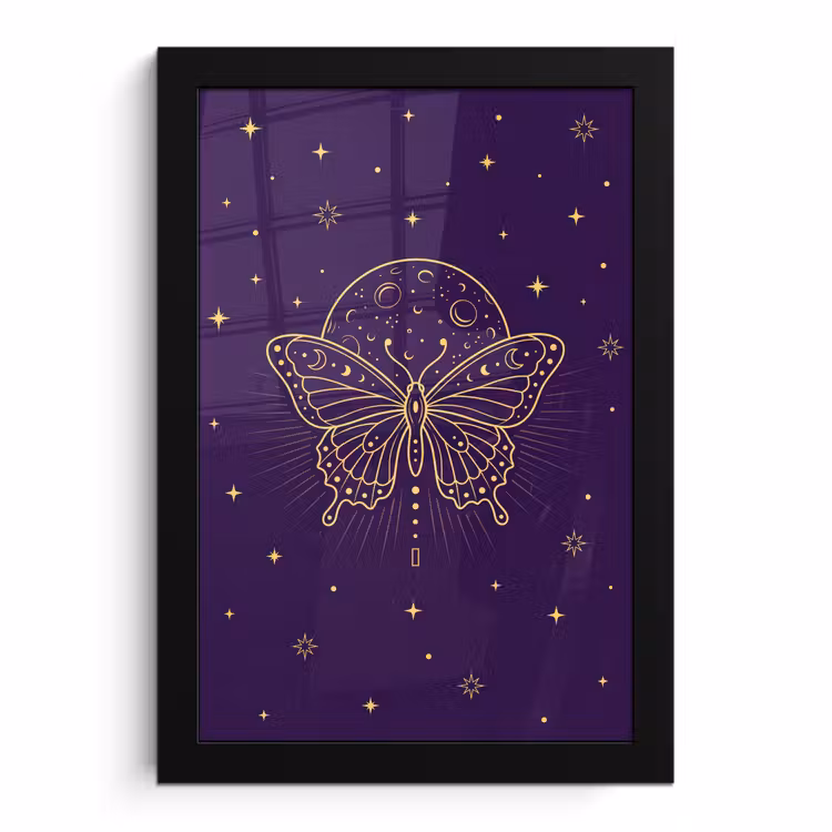 Poster met lijst - Vlinder - Maan - Mystiek — 1