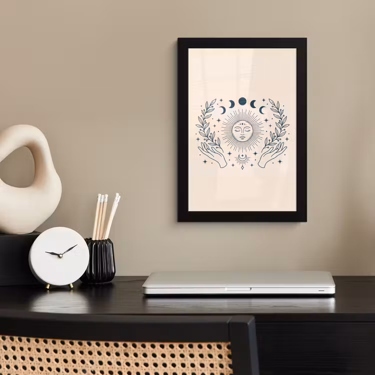 Poster met lijst - Zon Maan Illustratie — 3
